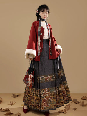 Ming Dynasty Hanfu women's horse skirt sweater autumn and winter suit - Yandan_Hanfu