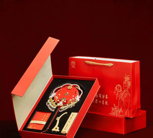 如意 | Bridal fan Chinese wedding bouquet - Yandan_Hanfu