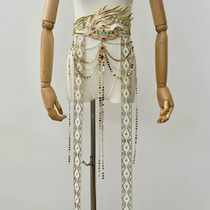 【Radiance of the Dragon】 White Hanfu Ensemble with Cross-Collar, Clouded Shoulders & Embroidered Seal men Unisex - Yandan_Hanfu