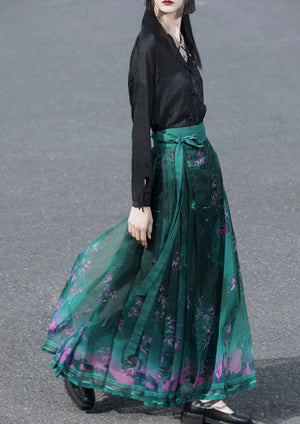 New Chinese Style | Black & White Shirt Women's Horse Face Skirt Suit - Yandan_Hanfu