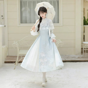 “Lily Dew” Modern Hanfu Ensemble – Elegant New Chinese Style Dress Set for Autumn - Yandan_Hanfu