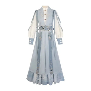 Shanjian Ming Hanfu, light blue ink painting style super immortal ancient clothing - Yandan_Hanfu