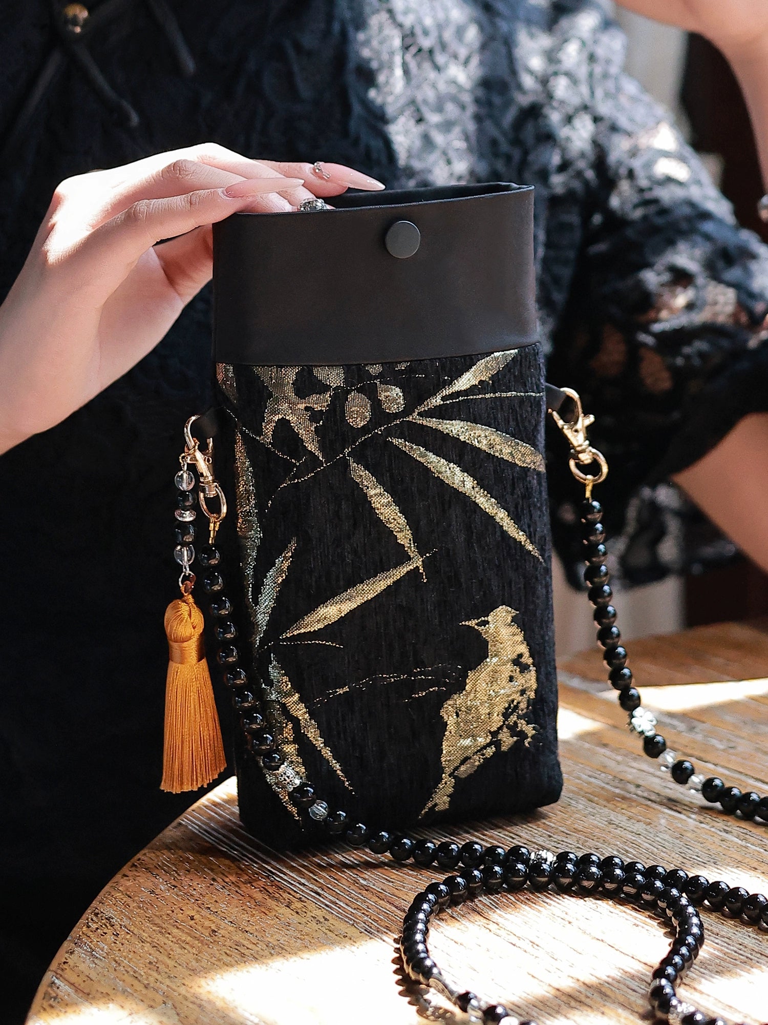 Bamboo & Bird Motif Bag | Modern Take on Vintage Crossbody