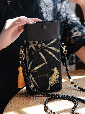 Bamboo & Bird Motif Bag | Modern Take on Vintage Crossbody - Yandan_Hanfu