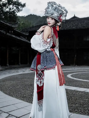 Miao Design Ethnic Tujia Miao Xinjiang Girl outfit - Yandan_Hanfu