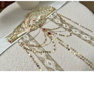 【Radiance of the Dragon】 White Hanfu Ensemble with Cross-Collar, Clouded Shoulders & Embroidered Seal men Unisex - Yandan_Hanfu