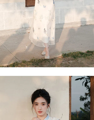 Asymmetric Qipao-Style Dress – Refined Embroidered Long Gown for Women - Yandan_Hanfu