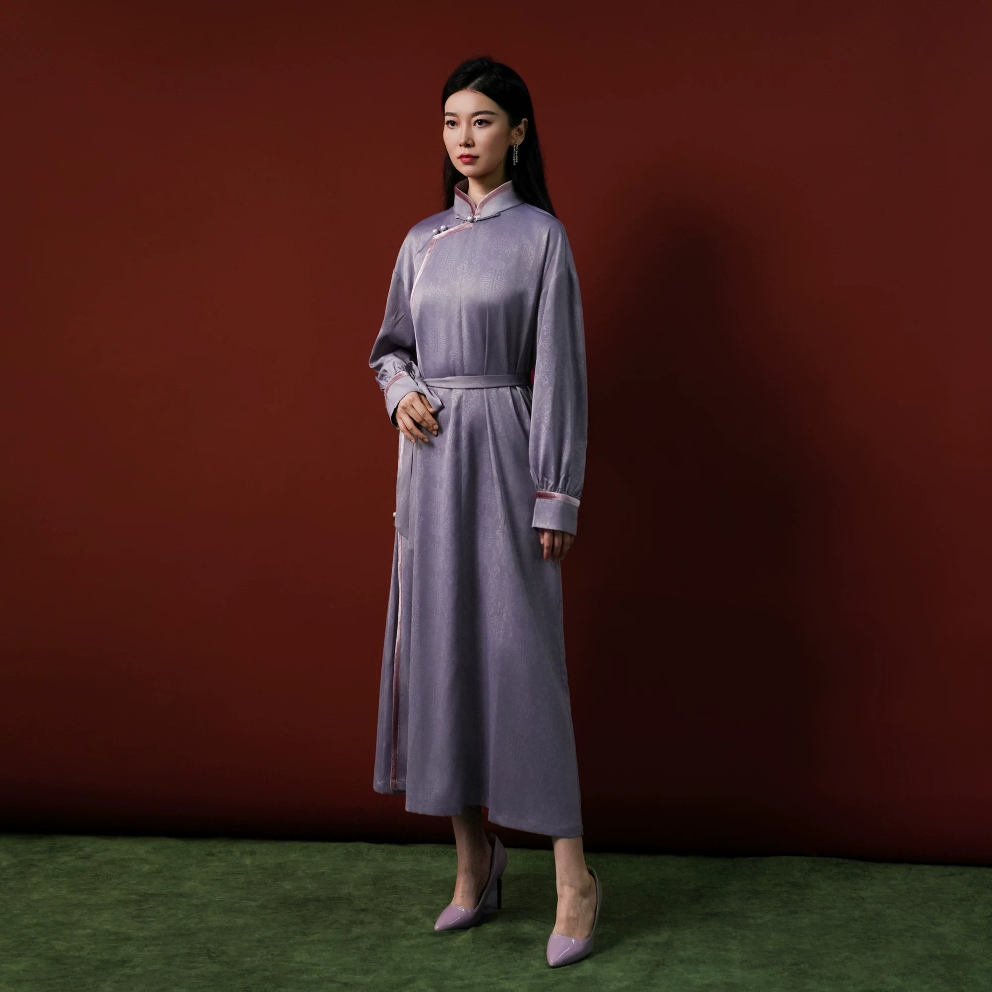Mongolian element dress ethnic style summer new long middle-aged and elderly mother dress formal settings robe banquet