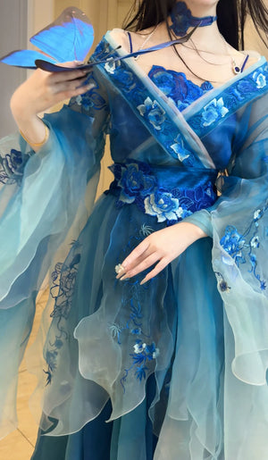 Jinghong embroidered gauze hanfu costume for stage photoshoot and dance