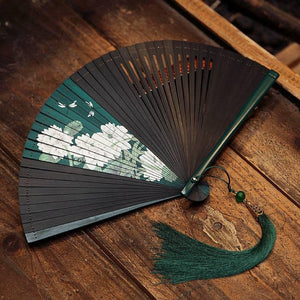 Folding fan female dance fan Hanfu Chinese style full bamboo fan - Yandan_Hanfu