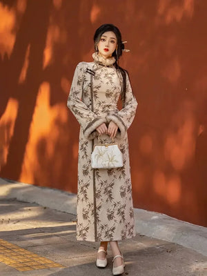 Cheongsam Mao autumn and winter daily Hanfu - Yandan_Hanfu