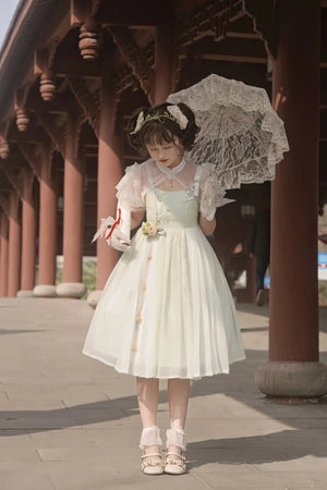 Chinese style green lolita hanfu wind lily sweet girl han element green dress - Yandan_Hanfu