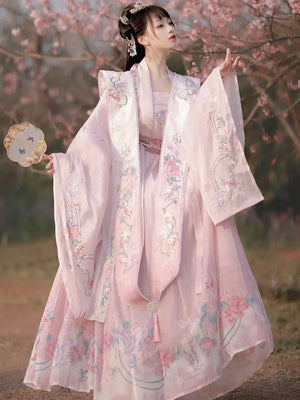 Song Dynasty Han pink Clothing Fairy Elegant Chinese Style Xiachu Ancient Clothing Spring and Autumn - Yandan_Hanfu