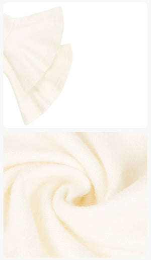 Ivory dress flared cuff and knit fabric detail