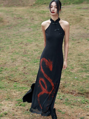 New Chinese Style dress women's summer retro buckle daily commuting sleeveless long cheongsam - Yandan_Hanfu