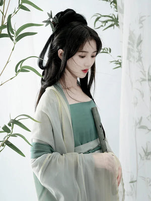Song Dynasty | Hanfu Women's Green Daily Long Gown Wrap Skirt - Yandan_Hanfu