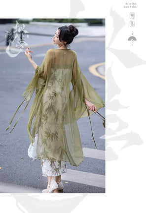 Bamboo Green New Chinese Hanfu Dress - Yandan_Hanfu
