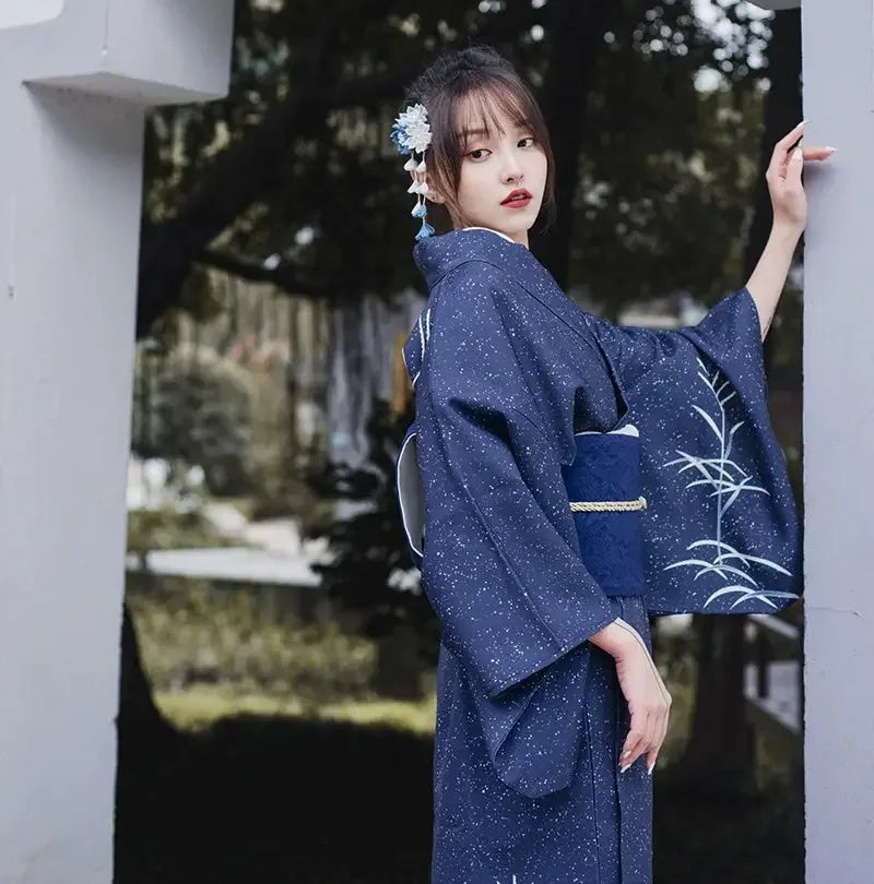 Blue Japanese kimono yukata vintage dress modified kimono - Yandan_Hanfu