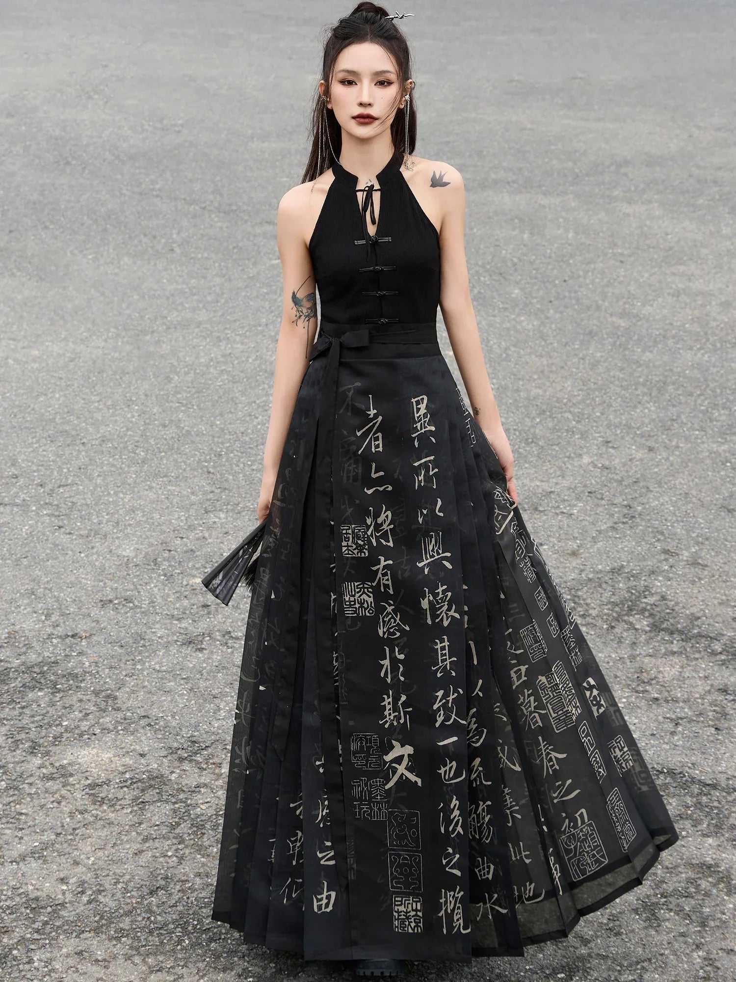 New Chinese-style orchid pavilion horse skirt Ming Dynasty improved Hanfu skirt - Yandan_Hanfu