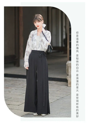 Three color Song style Modern Hanfu Short Shirt and Song Pants Hanfu Women's Summer - Yandan_Hanfu
