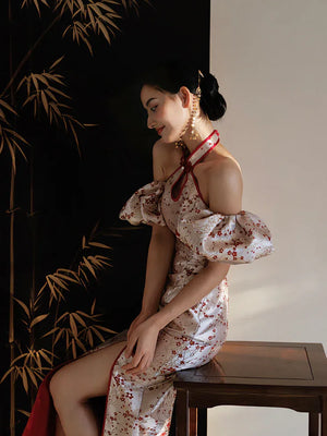 "Huanmei" red cheongsam bride wedding dress toast dress engagement - Yandan_Hanfu