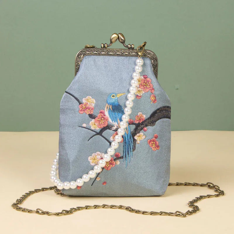 Handmade embroidered pearl celebrity cheongsam banquet bag - Yandan_Hanfu