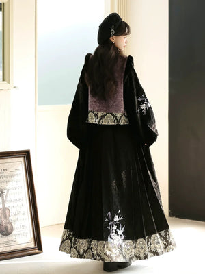 “Swallow’s Return” – Modern Hanfu Layered Vest & Skirt Set | Autumn-Winter Everyday Chinese Style - Yandan_Hanfu
