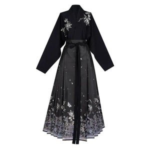 Original imitation luodian horse face skirt, new Chinese style, daily work, improved short-sleeved Hanfu summer - Yandan_Hanfu