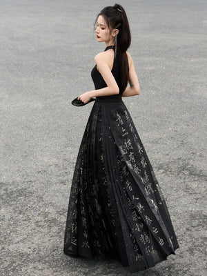 New Chinese-style orchid pavilion horse skirt Ming Dynasty improved Hanfu skirt - Yandan_Hanfu