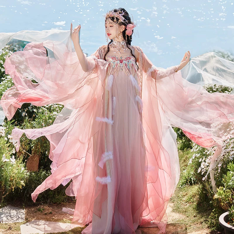 Angel Wings | Tang Dynasty Hanfu Set with Petal Skirt