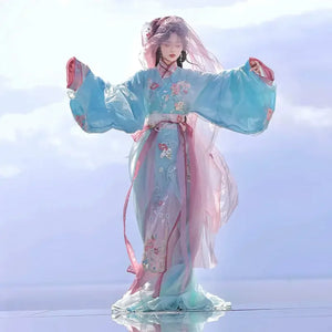 Flowers fly into dreams, Warring States robe embroidery fairy spring and summer Hanfu - Yandan_Hanfu