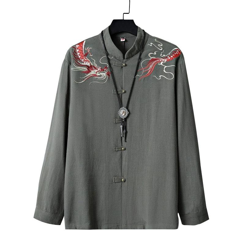 New Chinese Tang style Chinese style button top embroidered jacket Mao suit jacket - Yandan_Hanfu