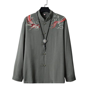 New Chinese Tang style Chinese style button top embroidered jacket Mao suit jacket - Yandan_Hanfu