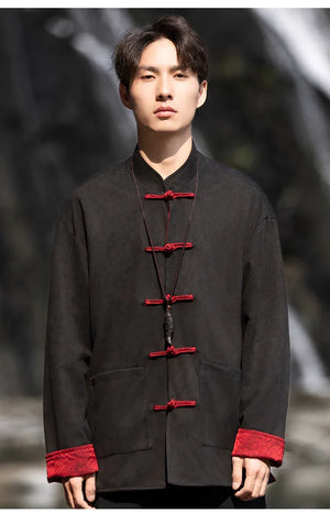 New China style can be worn on both sides, button-down top jacket Tang suit men - Yandan_Hanfu