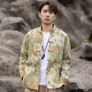 New Chinese Tang style men's button-up printed jacket - Yandan_Hanfu