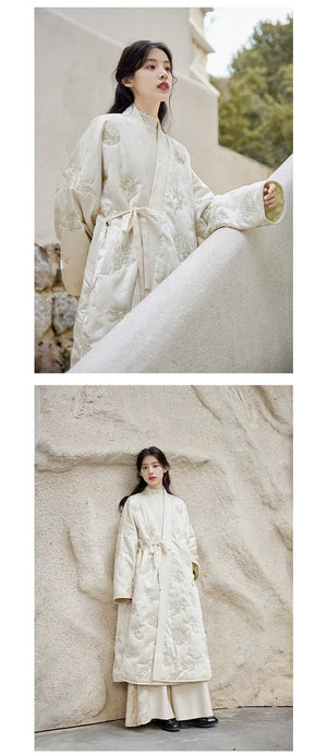 Snowseeker – Tang-Inspired Long Hanfu Robe & Song-Style Pants Set | Elegant Winter New Chinese Outfit - Yandan_Hanfu