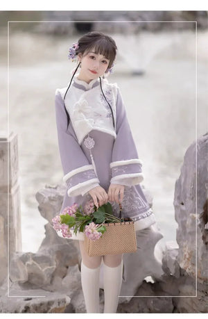 Ziyun Rabbit Hanfu Women's Cheongsam Chinese New Year Set Autumn and Winter - Yandan_Hanfu