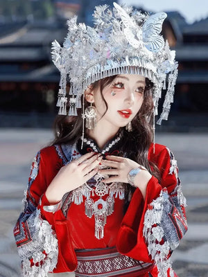 Miao Traditional Red Dress - Yandan_Hanfu