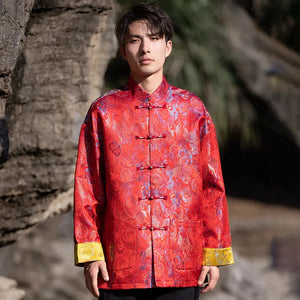 Tang suit men's Chinese style button-up top autumn and winter coat New Year's greeting clothes - Yandan_Hanfu