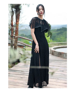 Dark Gothic Shawl Women's Summer Vintage Irregular Lace Short Cloak - Yandan_Hanfu