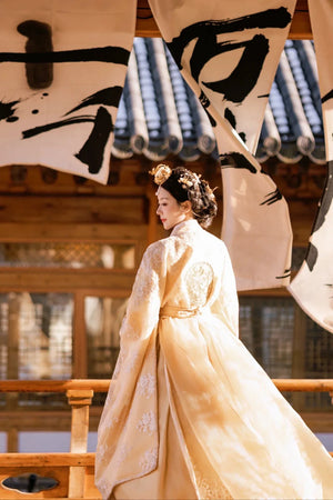 Couple Hanbok Wedding Outfit – Korean Palace Style Dress with Lace Detail for Summer Photoshoots - Yandan_Hanfu