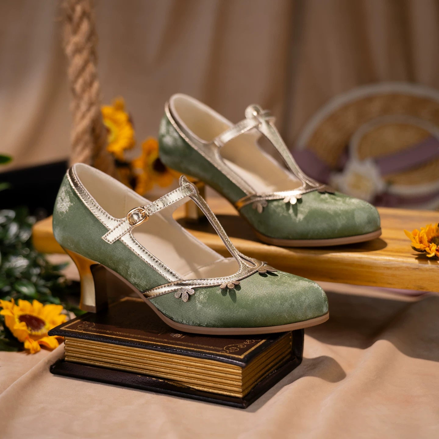 Mary Jane Heels | 6cm Wine Glass Heel | T-Strap Cheongsam Shoes
