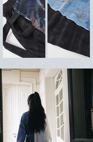 Yulong Dance – Modern Hanfu Set | Embroidered Cross-Collar Dao Robe with Loose Pants (Spring & Autumn) - Yandan_Hanfu