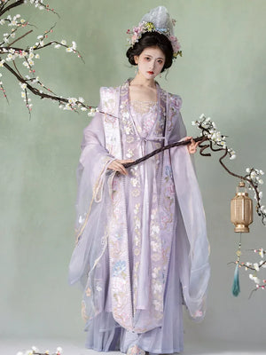 Purple Song Dynasty embroidered big-sleeved Chinese Hanfu - Yandan_Hanfu