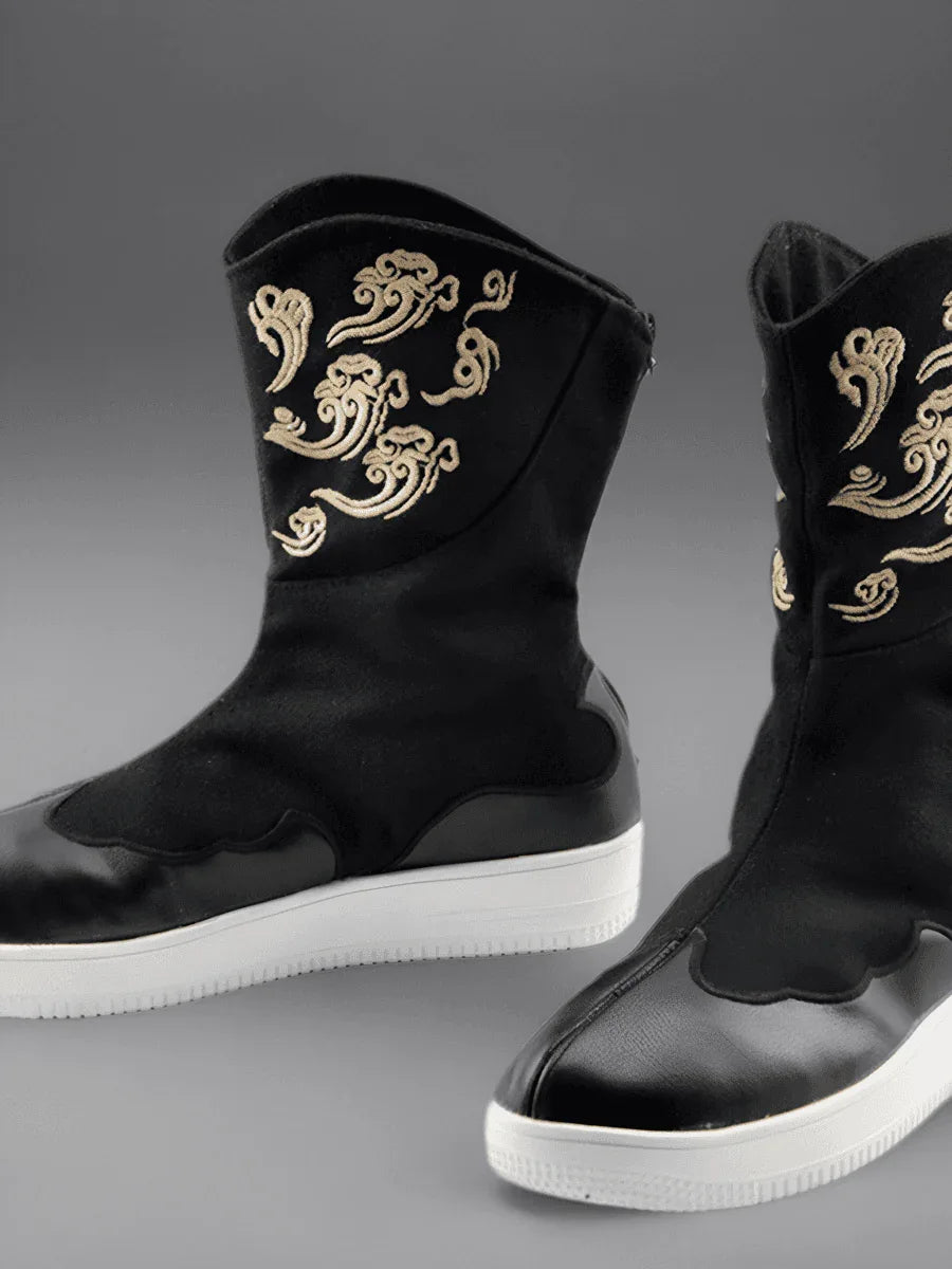 Men's shoes retro official boots auspicious cloud embroidery - Yandan_Hanfu