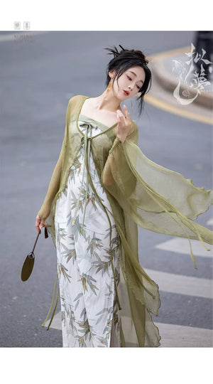 Bamboo Green New Chinese Hanfu Dress - Yandan_Hanfu