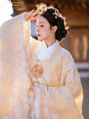 Couple Hanbok Wedding Outfit – Korean Palace Style Dress with Lace Detail for Summer Photoshoots - Yandan_Hanfu