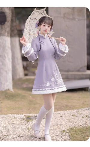 Ziyun Rabbit Hanfu Women's Cheongsam Chinese New Year Set Autumn and Winter - Yandan_Hanfu