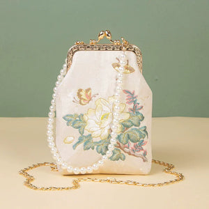 Handmade embroidered pearl celebrity cheongsam banquet bag - Yandan_Hanfu