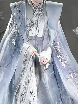 Clivia Ink Cloak – Unisex Ming-Style Hanfu Cape with Cross Collar for Ceremonial Elegance - Yandan_Hanfu